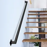 Gorssen 300cm Industrial Schmiedeeisen schwarz schützen Handlauf, behinderte und ältere Menschen Sicherheit rutschfeste Treppe Handlauf,für Badezimmer Toiletten Indoor Outdoor Handläufe