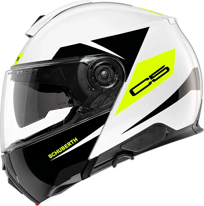 Schuberth C5 Eclipse, casque à bascule - Noir/Blanc/Jaune Néon - 3XL (64/65)