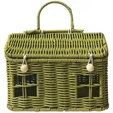 Korb in Form eines Hauses | Dekorativ, gewebt, niedlich, mit Griff und Deckel, Vintage-Korb, Picknick, antik, für, Paar, Ostern, Eier, Blumenstrauß,