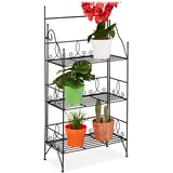Relaxdays Relaxdays, Blumenregal, 3 Ebenen, klappbar, Indoor & Outdoor, Metall, Vintage Pflanzenregal, HBT 100x50x25 cm, Eisen, 1 Stück
