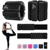 Handgelenkgewichte Knöchelgewichte Set 1.5kg(je 0,75 kg), Gewichtsmanschetten für Fuß Hand, Gewichte für Beine und Arme, Fußgewichte und Fußgelenkgewichte für Joggen Yoga Pilates Aerobic, Schwarz