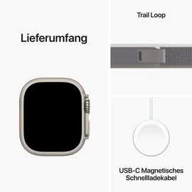 Apple Watch Ultra 2 GPS + Cellular 49 mm Titangehäuse natur, Trail Loop grün/grau M/L