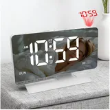 OKWISH Wanduhr Projektionsuhr Multifunktionsuhr Alarmuhr Nachttischuhr Tischuhr (mit 7,3 Zoll LED-Display drehbarer Zeitprojektion 2 Alarme Snooze) weiß