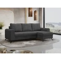 MKS MÖBEL Ecksofa HUGO, Set, Bonellfedern, Schwarze Metallbeine, T30-Schaum, Bettkasten, Modern Ecksofa, L-Form Couch - Bettsofa, mit Bettfunktion, lose Kissen grau