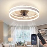 EIDISUNY Deckenventilator mit Beleuchtung, Moderner LED Deckenlampe mit Ventilator und Fernbedienung, 3 Farbtemperatur, Leise Deckenventilator mit Licht für Wohnzimmer Schlafzimmer (Weiß-60W)