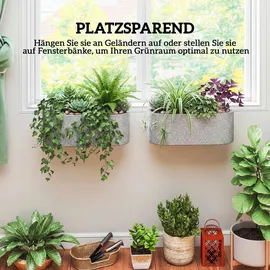 Outsunny Pflanzkübel 42 x 16 x 15 cm Hellgrau