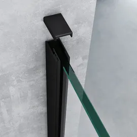 mai & mai 70x200cm Walk-In Dusche Duschwand für Dusche Duschabtrennung ESG-Sicherheitsglas 8mm NANO Glas BRAM1 Bremen1K Schwarz - Transparent