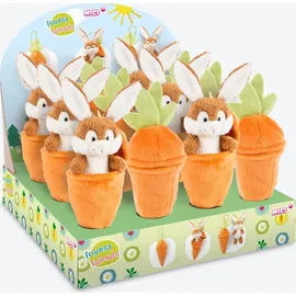 NICI 48089 Anhänger Plüschhase mit Karotte 15cm, Häschenanhänger in Plüschkarotte, Geschenkidee fürs Osternest, Orange