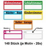 140x Umzugetiketten Groß 21cm Breit Aufkleber, Beschriftung mit Etiketten vom Umzugskarton für den Überblick beim Umzug, 140 Stück