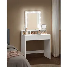 VASAGLE Schminktisch weiß rechteckig, Wangen-Gestell weiß, 80,0 x 40,0 x 145,0 cm