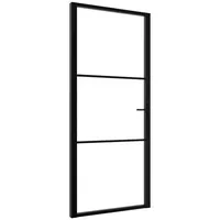 vidaXL Innentür ESG Glas und Aluminium rechts 102,5 x 201,5 cm schwarz