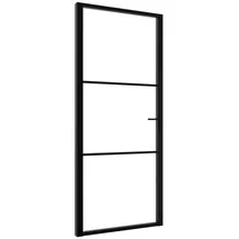 vidaXL Innentür ESG Glas und Aluminium rechts 102,5 x 201,5 cm schwarz