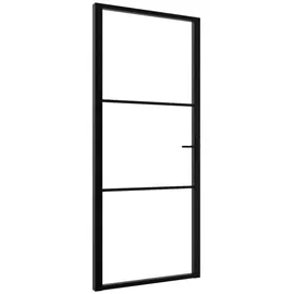 vidaXL Innentür ESG Glas und Aluminium rechts 102,5 x 201,5 cm schwarz