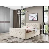 Mirjan24 Boxspringbett Malaga, Moderne Doppelbett mit zwei Bettkästen, Schlafzimmer (Amor Velvet 4304, Größe: 200x200 cm) - Beige