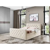 Mirjan24 Boxspringbett Malaga, Moderne Doppelbett mit zwei Bettkästen, Schlafzimmer (Amor Velvet 4304, Größe: 200x200 cm) - Beige