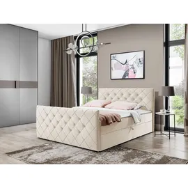 Mirjan24 Boxspringbett Malaga, Moderne Doppelbett mit zwei Bettkästen, Schlafzimmer (Amor Velvet 4304, Größe: 200x200 cm) - Beige