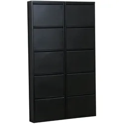 Pisa Schuhschrank mit 10 Klappen/ Türen in Metall schwarz. Fertig montiert.