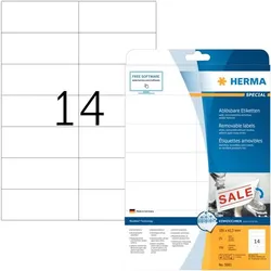 HERMA Ablösbare Etiketten 105 x 42,3 mm, 350 Etiketten, weiß, matt, haftend