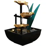 Zimmerbrunnen Zierbrunnen,Tabletop Springbrunnen Ornament Wasserfall mit Led und Deko-Steinen,3-stufiger Entspannungs Tischbrunnen,Gartenbrunnen Meditationsbrunnen,für Zuhause,Büro,Garten (Stil1)