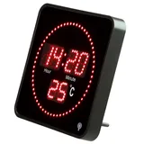 Flache LED-Funk-Tisch- und Wanduhr, Temperatur-Anzeige, rote LEDs