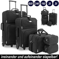 Kofferset Reisekoffer 5 Taschen Trolley Reise Koffer Set Tasche S M L XL schwarz
