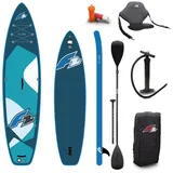 F2 SUP-Board F2 Set Stand Up Paddle Board Pure Oceangreen 11,6 + Kajak Zubehör Pake blau