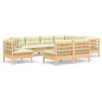 vidaXL 9-tlg. Garten-Lounge-Set mit Creme Kissen Massivholz Kiefer