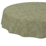 Tischdecke abwaschbar Tischtuch Tafeldecke Tischwäsche Leinen Baumwolle Leinenoptik Wasserdicht Pflegeleicht Fleckenschutz Rund 140cm Olive