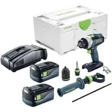 Festool TDC 18/4 I-Basic Akku Bohrschrauber 18 V 75 Nm Brushless + 2x Akku 5,0 Ah + Schnellladegerät + Systainer