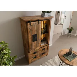 MASSIVMOEBEL24.DE Schrank Mango / Altholz 90x45x150 natur lackiert RAILWAY LUX #115