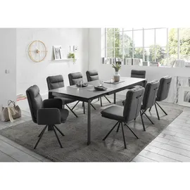 Stolkom Livetastic Esstisch Anthrazit, Keramik, rechteckig, 95x76x180-240 cm, ausziehbar Esszimmer, Tische, Esstische, Glastische