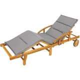 HOBBYGARDEN Auflagen für Deckchair, Kissen für Liegenauflage, Gartenliege Auflage, Polsterauflage für Sonnenliege, Produktabmessung: 185x56x4 cm, Graphit
