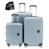 Hauptstadtkoffer Mitte - 3er Kofferset - Handgepäckskoffer 55 cm, mittelgroßer Koffer 68 cm + großer Reisekoffer 77 cm, Hartschale ABS, TSA, Pool Blue