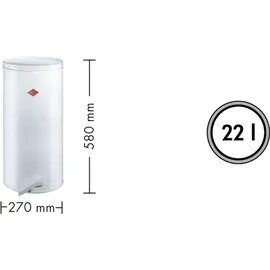 Wesco Gastro Tretabfallsammler 127 silber 22 Liter Volumen, Kunststoff-Fußtritt