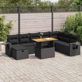 vidaXL Garten-Sofagarnitur 9-tlg. schwarz