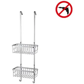 Tesa ALUXX Duschregal zum Aufhängen, zweistöckig, Aluminium, verchromt, garantiert rostfrei, 750mm x 250mm x 163mm