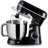 GERITZ Küchenmaschine RTX2500 Planetenmischer mit 5L Schüssel 10 Stufen Knetmaschine für Teig Brot Kuchen - Schwarz
