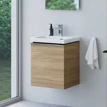 Evineo ineo4 Unterschrank B: 48 cm, 1 Tür rechts, mit Griff, für Villeroy & Boch Subway 3.0 Handwaschbecken,, BE0807OA,