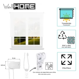 Wellhome Lichtdurchlässiger Rollo 160 x 175 cm weiß