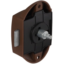Aufschraub-Riegelschloss, Push-Lock, einseitig bedienbar, ohne Schnappr., braun