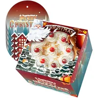 Gcardist Weihnachten Kuchenbox 5 Sets Tortenkarton Weihnachten mit Fenster Weihnachten Kuchenrunde Bretter Kuchenbehälter (20,3x20,3x12,7cm / 8x8x5 Inch)