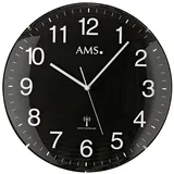 AMS Funkwanduhr AMS Funk-Wanduhr gewölbter Kunststoff, schwarz schwarz