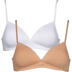 Bügelloser BH MY BASIC, Damen, Gr. 80, Cup B, weiß, powder, Obermaterial: 95% Baumwolle, 5% Elasthan, unifarben, Basic, Basic, BHs, mit flacher Verarbeitung