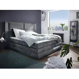 COLLECTION AB Boxspringbett Copenhagen, inklusive Bettkasten, Topper, wahlweise mit LED-Beleuchtung, grau