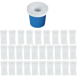 Relaxdays Pool Skimmer Socken, 30er Set, HxB: 22x12 cm, Nylon, Filternetz für Skimmerkorb, Entlastung Hauptfilter, weiß
