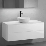 neoro n50 Unterschrank B: 120 cm mit 2 Auszügen, Waschtisch Ø 40 cm weiß matt, B: 120.5 BN0064WM+BN0424WH+BN0404WH