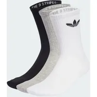 adidas Trefoil Cushion Crew Socken 3er Pack Weiß/Medium Grau Heather/Schwarz 40-42