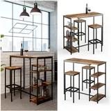 Vicco Bartisch Set 2 Barhocker Fyrk Stehtisch Bartresen 3 Ablagen Küchenhocker