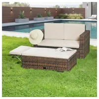 Mucola Gartenlounge-Set Polyrattan Gartensofa Lounge Sofa Gartenmöbel Gartensofa Sitzgarnitur, (Set, 2-tlg., Sofa & Ottomane), Kissen inkl. Reißverschluss, daher abnehm- und waschbar braun