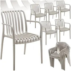 Tectake Alcudia Gartenstuhl 54,5 x 58 x 80,5 cm grau 6 St.